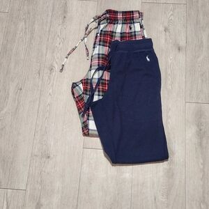 Lot of 2 Polo Ralph Lauren Kids Pajama Pants Size S (8) Plaid & Navy Jogger